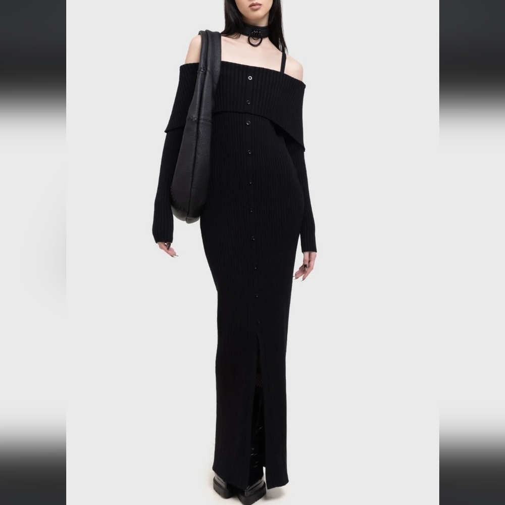 Killstar Black Off-Shoulder Ribbed Dress - Picture 5 of 7